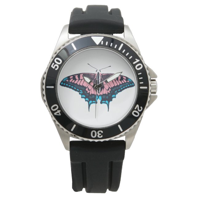 Transgender-Pride-Frack-Butterfly Armbanduhr (Vorderseite)