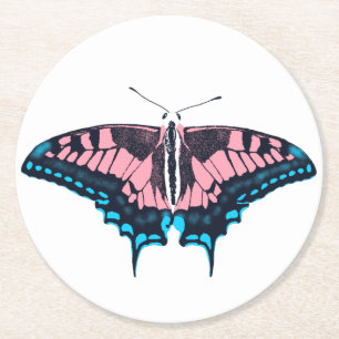 Transgender-Pride-Frack-Butterfly Runder Pappuntersetzer