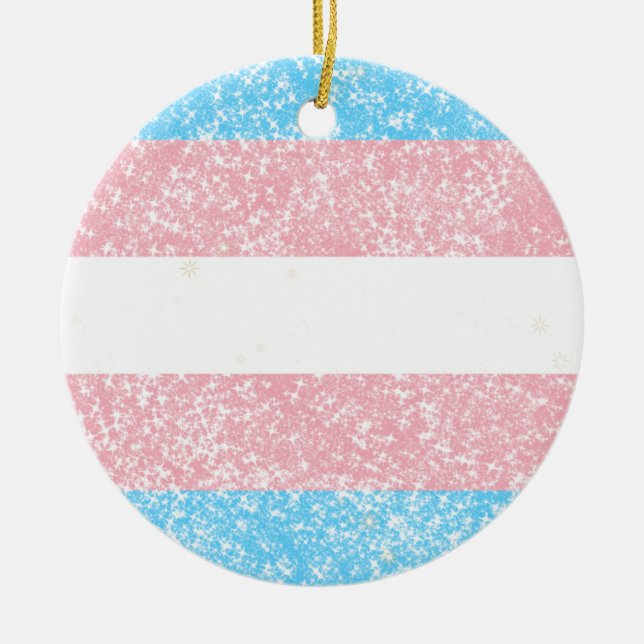 Transgender-Pride-Glitzer Keramik Ornament (Vorne)