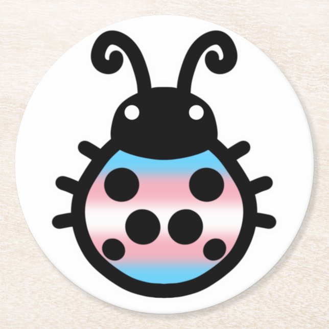 Transgender Pride Ladybug Coaster Runder Pappuntersetzer (Vorderseite)