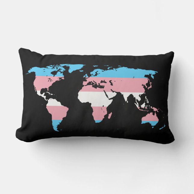 Transgender Pride Weltkarte Pillow Lendenkissen (Vorderseite)