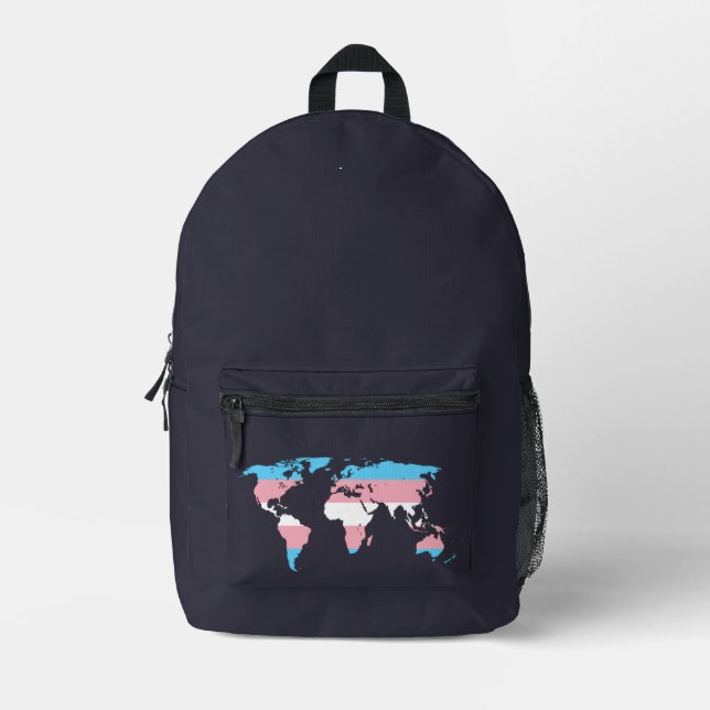 Transgender pride world map  bedruckter rucksack (Vorderseite)
