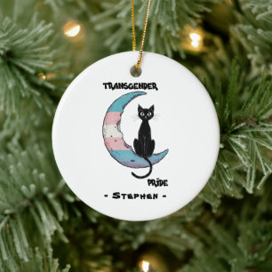 Transgender Prix - Schwarze Katze auf dem Trans Fl Keramik Ornament