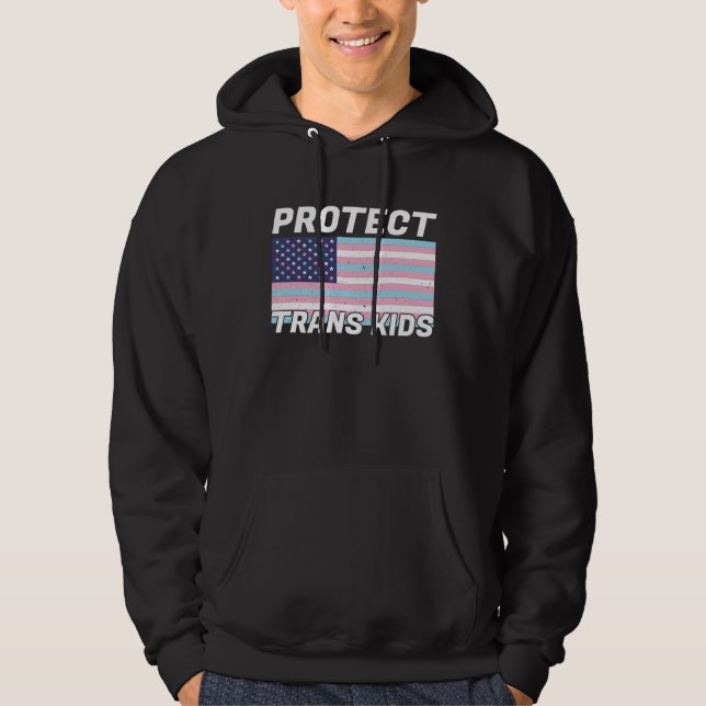 Transgender  Protect Trans Kids  American Flag Pri Hoodie (Vorderseite)