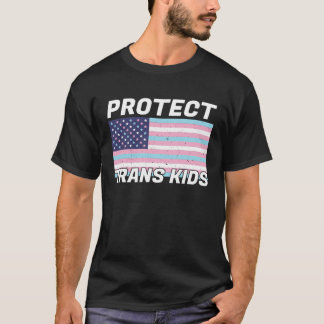Transgender  Protect Trans Kids  American Flag Pri T-Shirt
