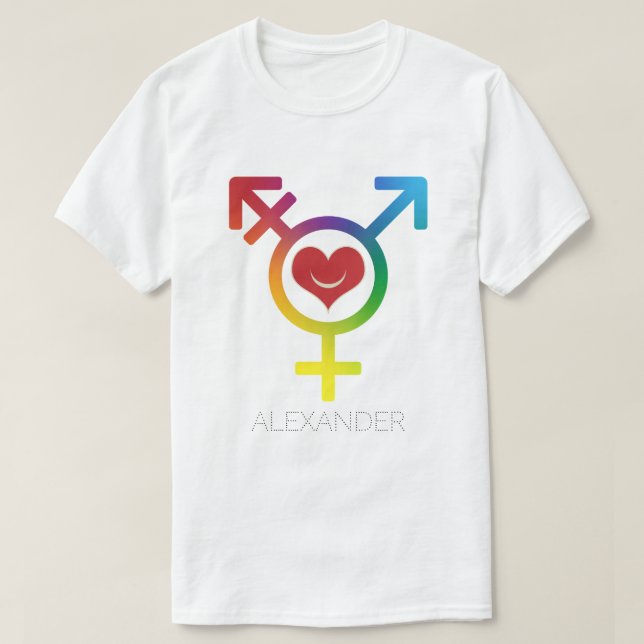 Transgender Rainbow Heart Smile Gay LGBT Custom T-Shirt (Design vorne)