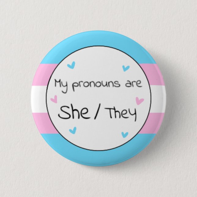 Transgender She/they Pronoun Button (Vorderseite)