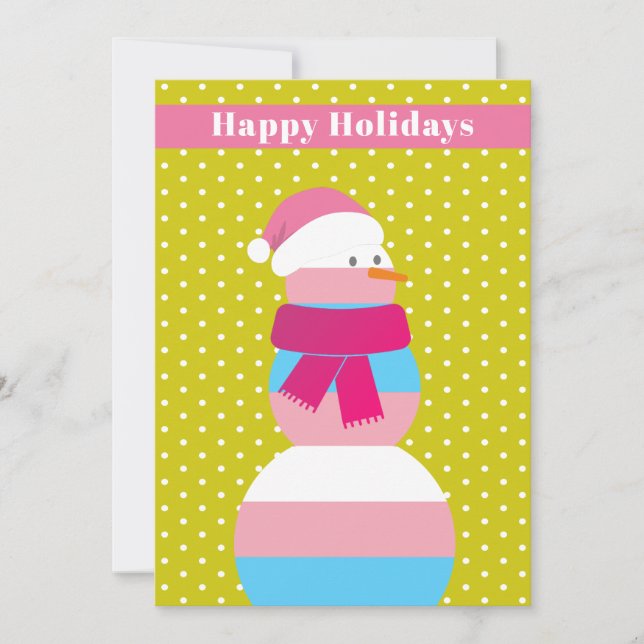 Transgender Snowman Snowwoma Weihnachtskarte Feiertagskarte (Vorderseite)