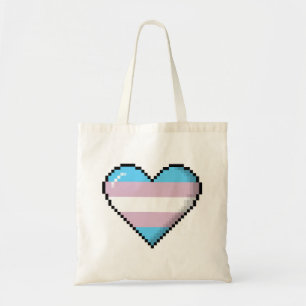 Transgender-Stolz-8-Bitpixel-Herz Tragetasche