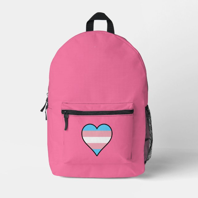 Transgender Stolz Herzen Bedruckter Rucksack (Vorderseite)