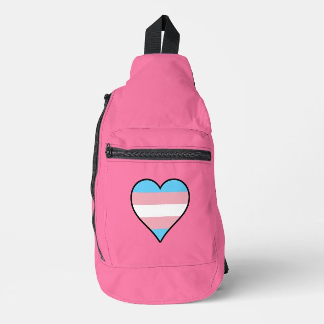 Transgender Stolz Herzen Crossbody Bag (Vorderseite)