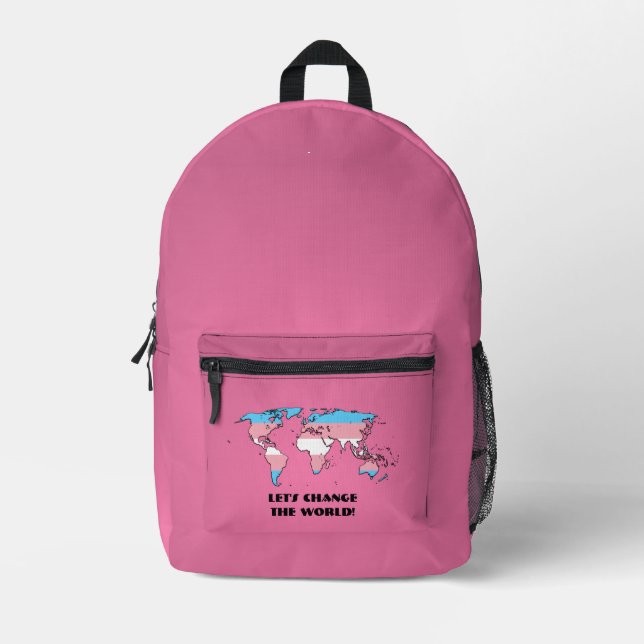 Transgender-Stolz-Weltkarte  Bedruckter Rucksack (Vorderseite)