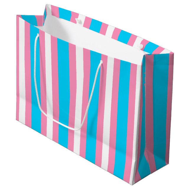  Transgender Stripes Flag Birthday Große Geschenktüte (Vorderseite Schrägansicht)