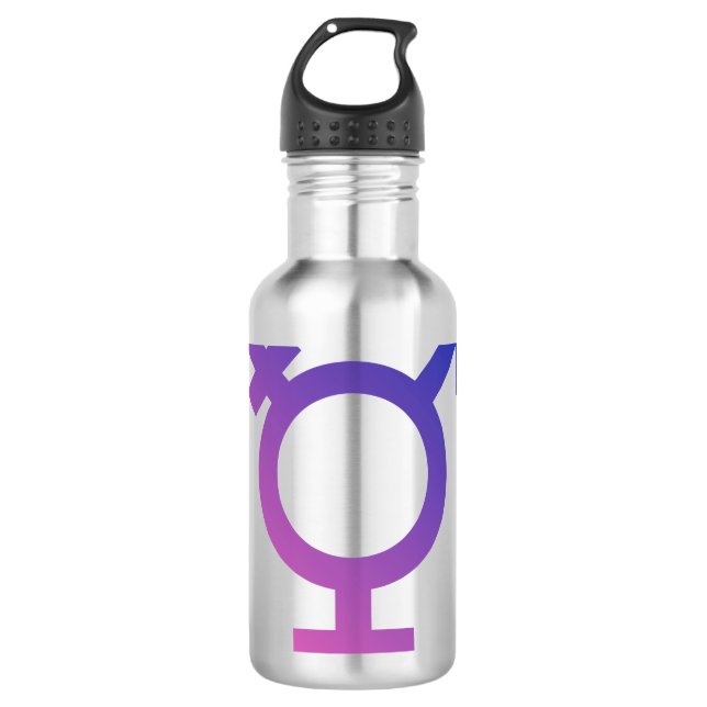 Transgender-Symbol-Logo Edelstahlflasche (Vorderseite)