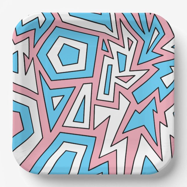 Transgender Trans Pride Moderne Geometrie Abstrakt Pappteller (Vorderseite)