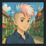 Transgender with Mohawk Anime Person | LGBTQIA   Poster<br><div class="desc">Cute anime transgender person with a pink,  blue and white Mohawk poster art.</div>