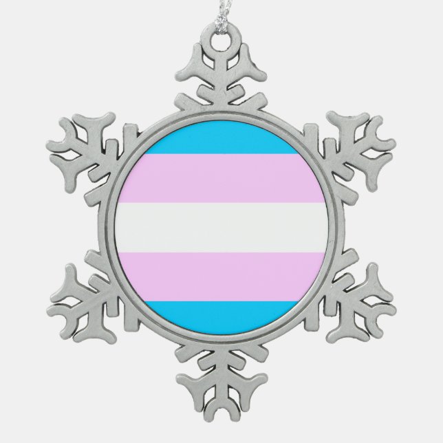Transgenderflagge Schneeflocken Zinn-Ornament (Vorderseite)