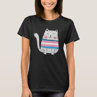 Transgenger Flag LGBTQ Cats Pride Cat T-Shirt