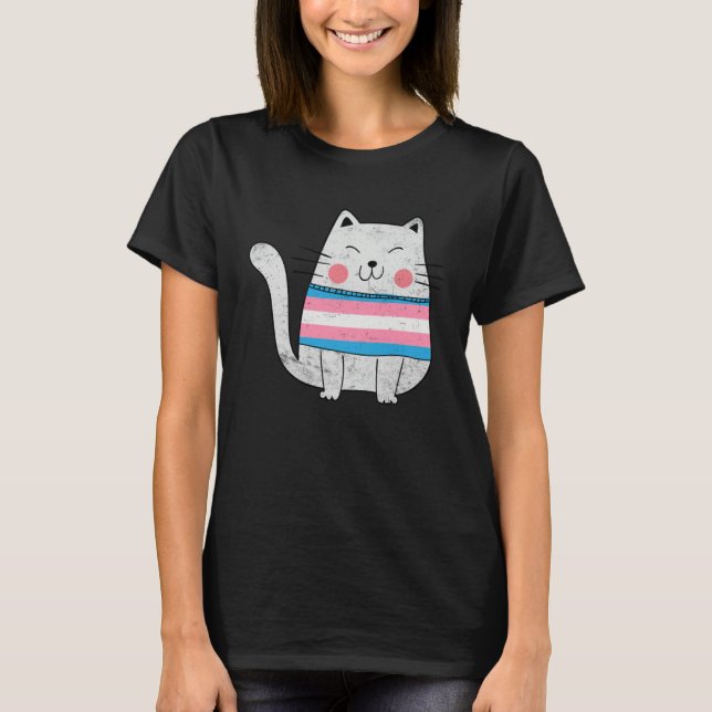 Transgenger Flag LGBTQ Cats Pride Cat T-Shirt (Vorderseite)