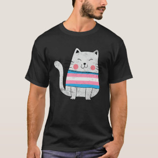 Transgenger Flag LGBTQ Cats Pride Cat T-Shirt