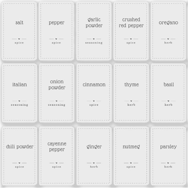 Translucide 1 x 1,8" Étiquettes de bocaux à épices (Devant)