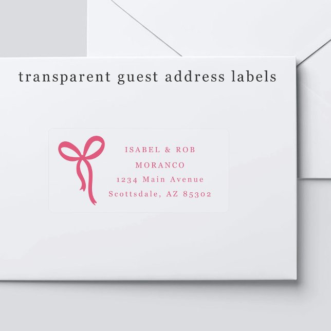 Transparent Bow Wedding Guest Address Labels (Von Creator hochgeladen)