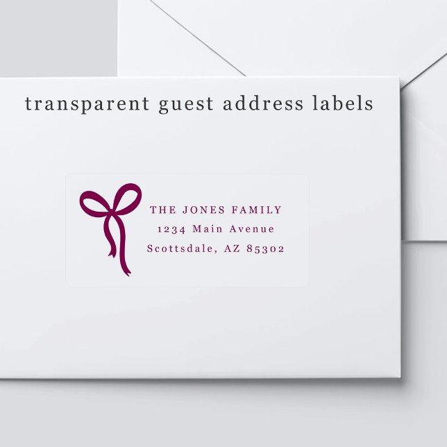 Transparent Bow Wedding Guest Address Labels (Von Creator hochgeladen)