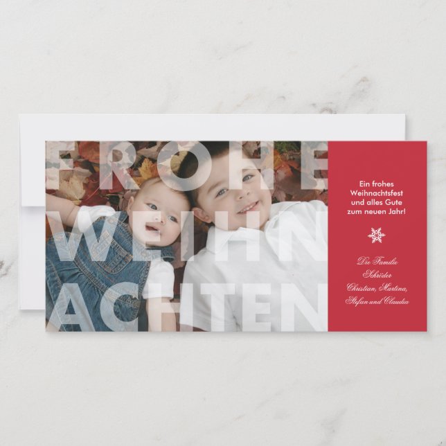 Transparent Frohe Weihnachten en Carte photo rouge (Devant)