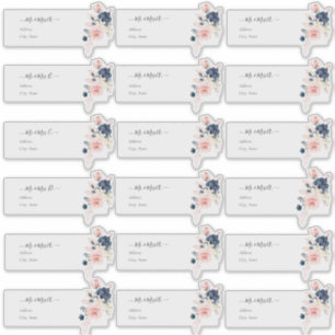 Transparent Guest Adresse Erröten Navy H2 Blumen Aufkleber