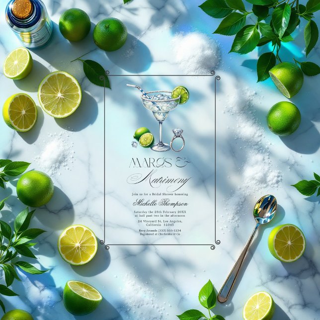 Transparent Margs & Matrimony Brautparty Acryleinladungen (Transparent Margs & Matrimony Bridal Shower Acrylic Invitation)