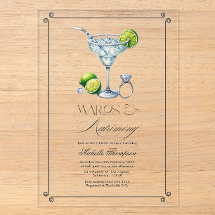 Transparent Margs & Matrimony Brautparty Acryleinladungen
