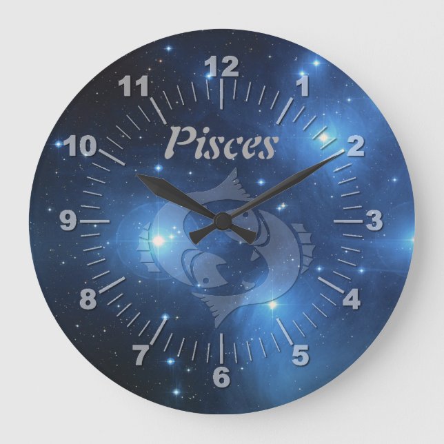 Transparent Pisces Große Wanduhr (Vorderseite)