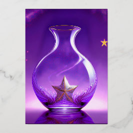 Transparent Purple Vase With Star All Under Dome Folien Feiertagskarte