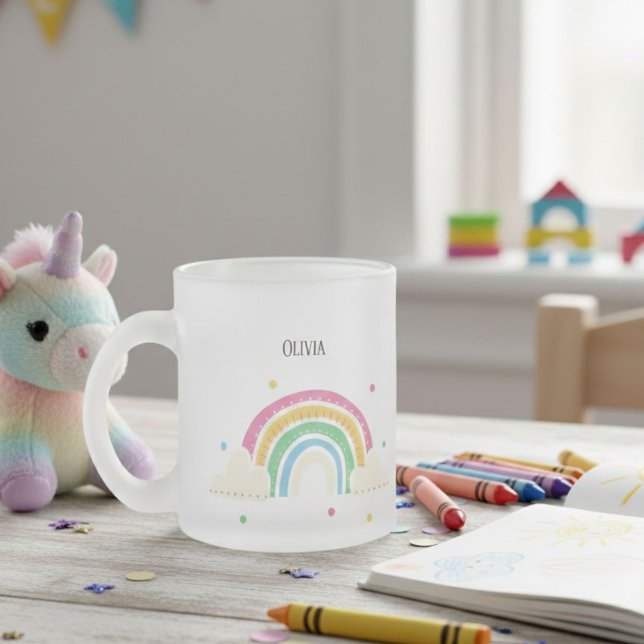 Transparent Rainbow Clouds Personalized Kids' Mug  Mattglastasse (Von Creator hochgeladen)
