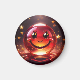 Transparent Red Bubbly Face With Stars  Magnet