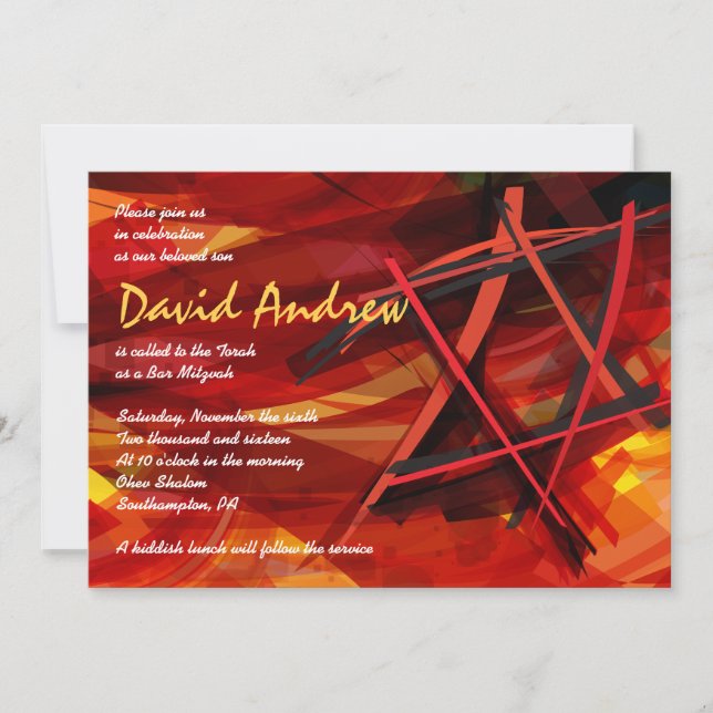 TRANSPARENT STAR Bat Bar Mitzvah Einladung rot (Vorderseite)