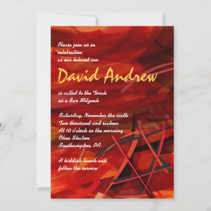 TRANSPARENT STAR Bat Bar Mitzvah Einladung rot