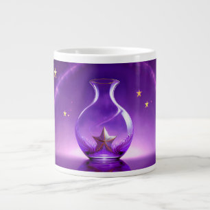 Transparent violette Vase mit Stern unter einer Ku Jumbo-Tasse