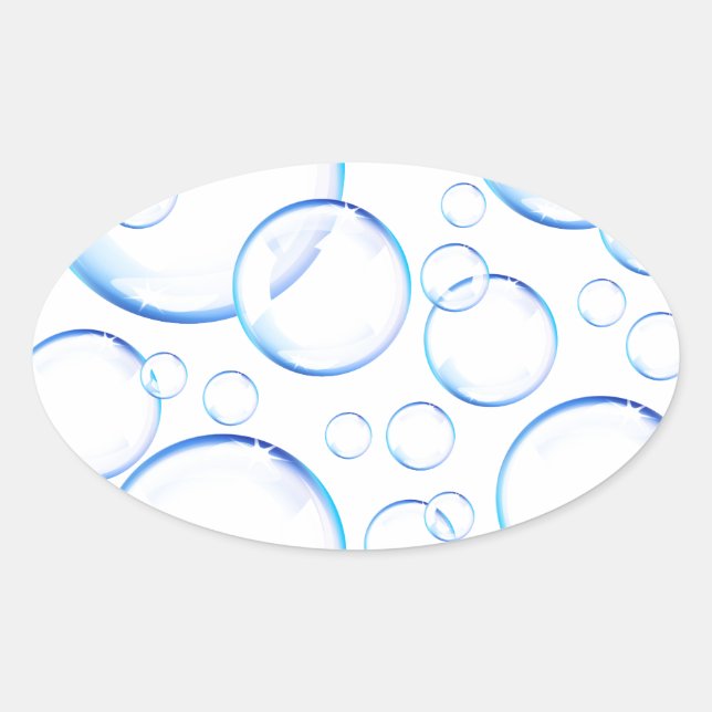 Transparente blaue Seifenblasen Ovaler Aufkleber (Vorderseite)