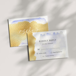 Transparente Blue Gold Foil UAWG Response Card RSVP Karte