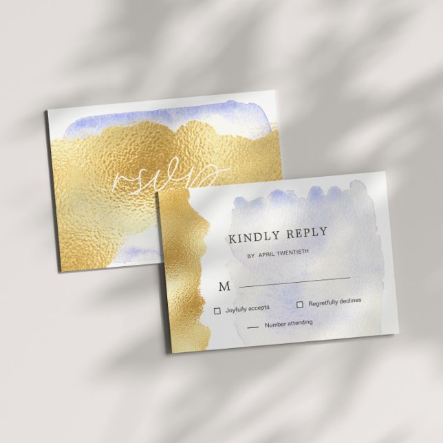 Transparente Blue Gold Foil UAWG Response Card RSVP Karte (Von Creator hochgeladen)