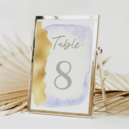 Transparente Blue Imitats Gold Foil Wedding Table  Tischnummer