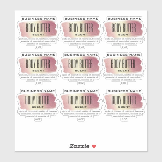 Transparente Body Butter Labels Holografisches Ros (Blatt)