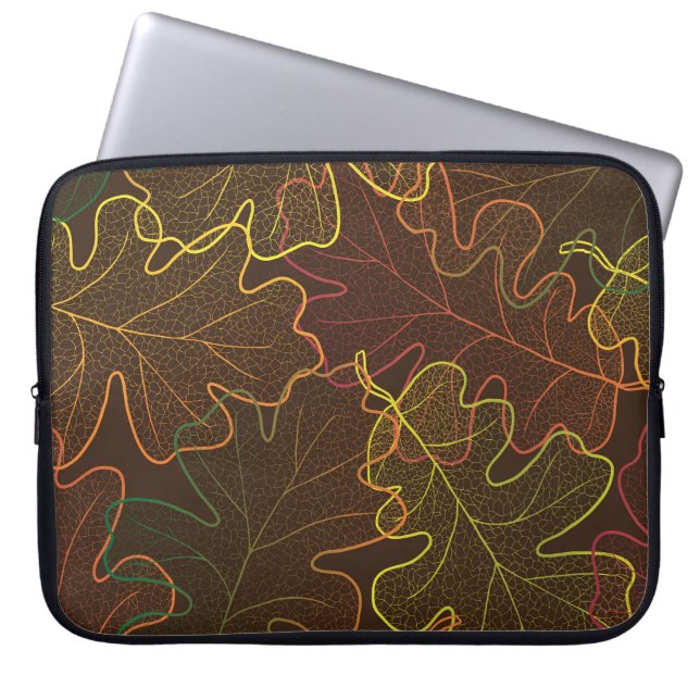 Transparente Eichen-Blätter, Herbstmuster. Laptopschutzhülle (Vorderseite)