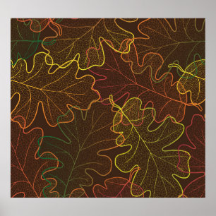Transparente Eichen-Blätter, Herbstmuster. Poster