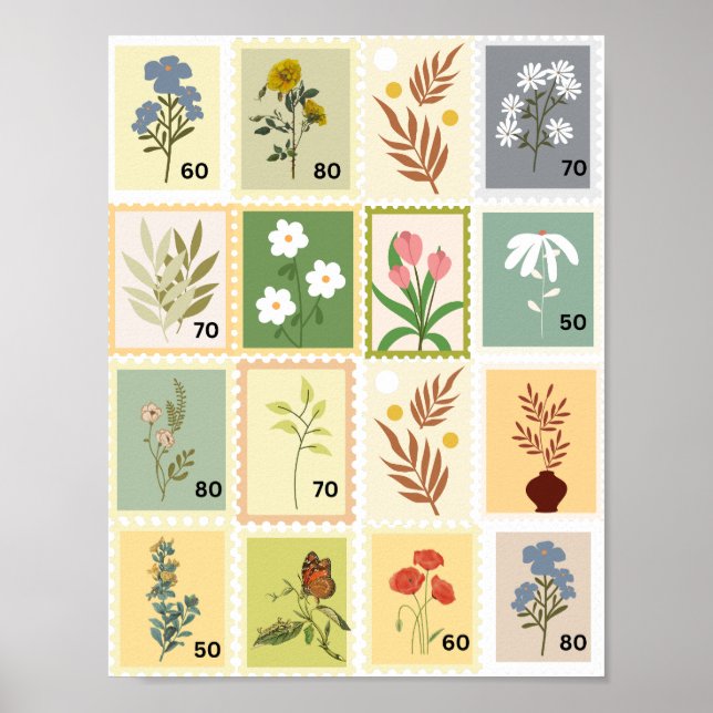 Transparente, farbige pastellfarbene Briefmarke Poster (Vorne)