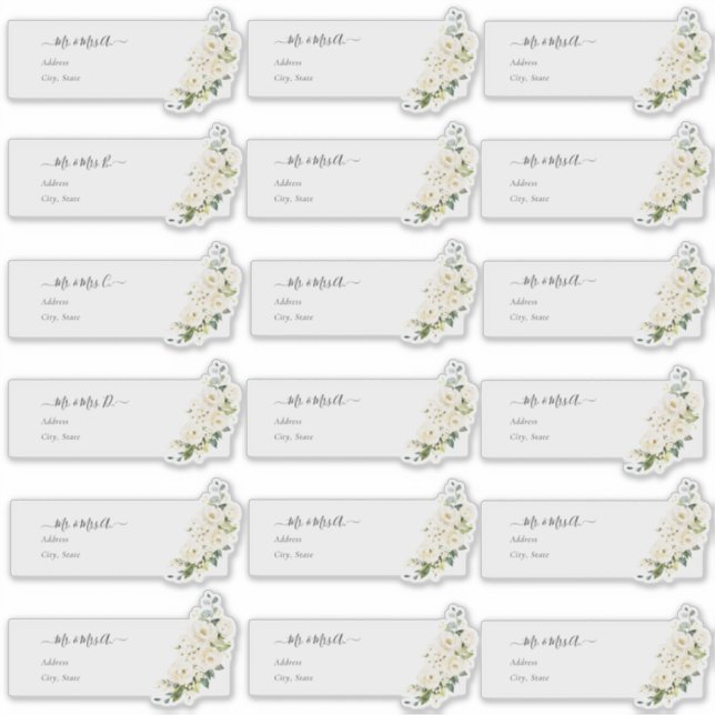 Transparente Gastadresse H2 Alabaster-Rose Aufkleber (Vorderseite)