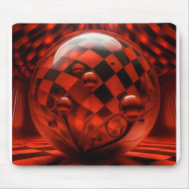Transparente Glassphären und Schachbrettboden  Mousepad