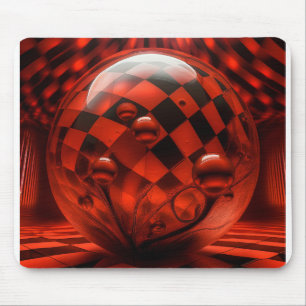 Transparente Glassphären und Schachbrettboden Mousepad
