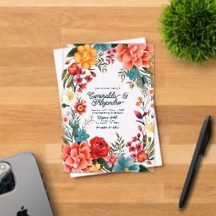 Transparente mexikanische Fiesta Floral Wedding Acryleinladungen